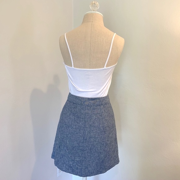The Limited Blue Linen Pencil Mini Skirt - Picture 3 of 8